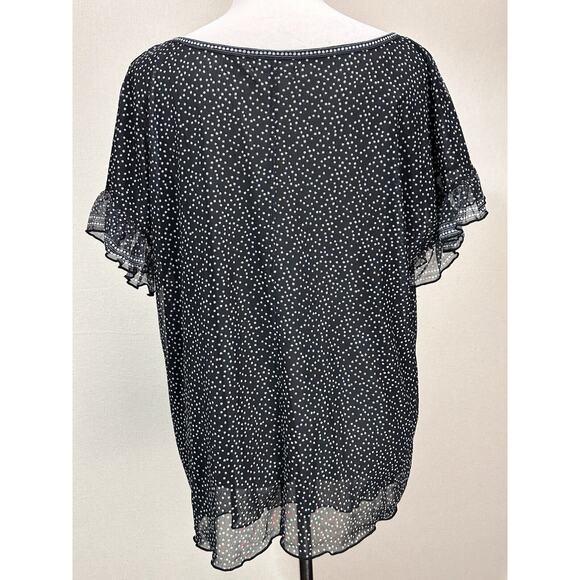Max Studio Peasant Blouse Women's 1X Black W/ Gray Lightweight Spring - Picture 7 of 13